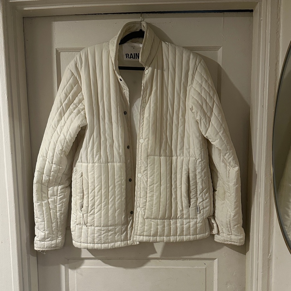 Rains Cream Quilted Jacket